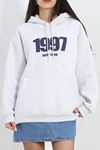 Kot Nakışlı Oversize 3 İplik Sweat Gri - 2442.336.